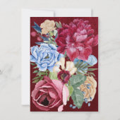 Invitation Elégant 80e anniversaire - Bourgogne Floral Design (Dos)