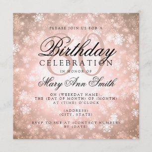 Invitation Elégant 80e anniversaire Cuivre Hiver Wonderland