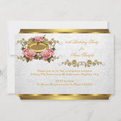 Invitation Elégant 80e anniversaire de fête rose or Roses bla (Dos)