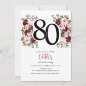 Invitation Elégant 80e anniversaire de florale (Devant)
