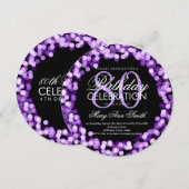 Invitation Élégant 80e anniversaire éclat violet (Devant / Derrière)