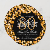 Invitation Elégant 80e anniversaire éclatant l'or (Devant / Derrière)