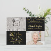 Invitation Élégant 80e anniversaire Gold Lights Script 2 Phot (Debout devant)