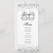Invitation Elégant 80e Anniversaire Menu Confetti Argent (Devant)