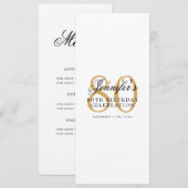 Invitation Elégant 80e Anniversaire Menu Gold (Devant / Derrière)