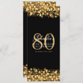 Invitation Elégant 80e Anniversaire Menu Gold (Devant / Derrière)