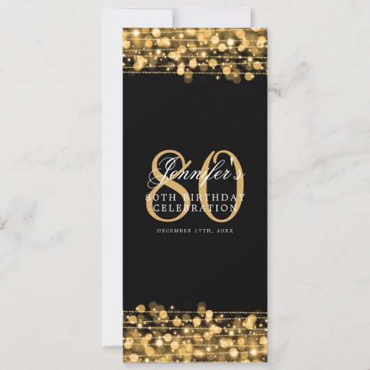 Invitation Elégant 80e Anniversaire Menu Gold (Devant)
