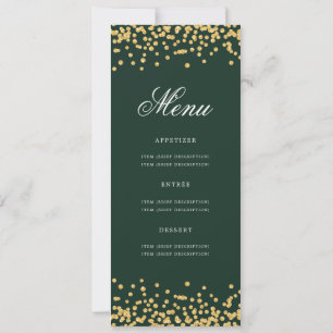Invitation Elégant 80e Anniversaire Menu Gold Green Confetti