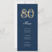 Invitation Elégant 80e Anniversaire Menu Gold Navy (Devant)