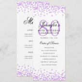 Invitation Élégant 80e Anniversaire Menu Purple (Devant / Derrière)