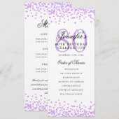 Invitation Élégant 80e Anniversaire Menu Purple (Devant / Derrière)