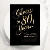 Invitation Élégant 80e anniversaire or noir