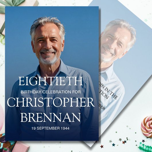 Invitation Elégant 80e anniversaire pour hommes Photo Celebra