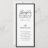 Invitation Elegant 80th Birthday Party Program + Menu  (Devant)