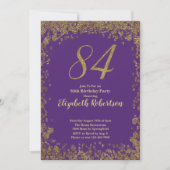 Invitation Elégant 84e Anniversaire Violet et Or (Devant)