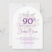 Invitation Elégant 90e anniversaire Bouquet floral aquarelle (Dos)