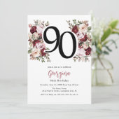 Invitation Elégant 90e anniversaire de florale (Debout devant)