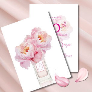 Invitation Elégant 90e Anniversaire Rose Floral Aquarelle