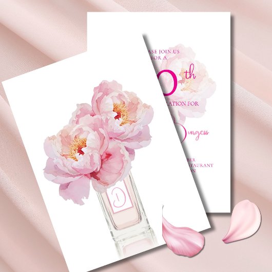 Invitation Elégant 90e Anniversaire Rose Floral Aquarelle