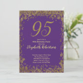 Invitation Élégant 95e anniversaire violet et or (Debout devant)