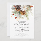 Invitation Élégant À feuillage persistant d'hiver et Mariage  (Devant)