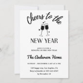 Invitation Élégant « À la nouvelle année » noir et blanc  (Devant)