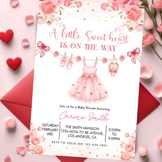 Invitation Elegant a Little Sweetheart Baby Shower 