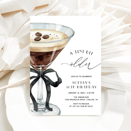 Invitation Elegant A Tini Bit Older Espresso Martini Birthday