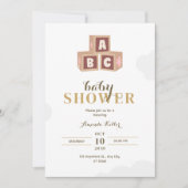 Invitation Elégant ABC bloque le Baby shower minimaliste (Devant)
