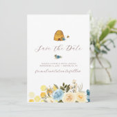 Invitation Élégant Abeille Florale Enregistrer La Date (Debout devant)