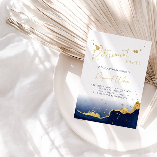 Invitation Elegant Abstract Watercolor Retirement Party