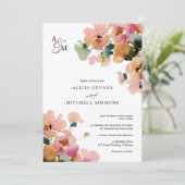 Invitation Élégant Abstrait Automne Floral Monogram Mariage (Debout devant)