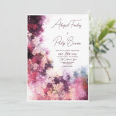 Invitation Élégant Abstrait Bourgogne rose Mariage floral (Debout devant)