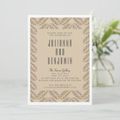 Invitation Elégant Abstrait Dots Motif Sand noir Mariage (Debout devant)