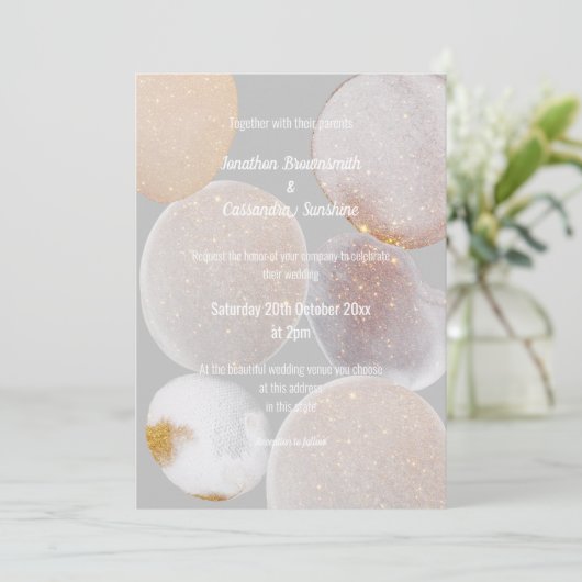 INVITATION ÉLÉGANT ABSTRAIT MARBRE GRIS OR MARIAGE (Debout devant)