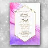 Invitation Élégant Abstrait violet rose Mariage de trame or