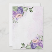 Invitation # Élégant aérien Boho floral violet et argent Mari (Dos)