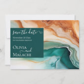 Invitation Élégant Agate Abstrait moderne Jade Terracotta (Devant)