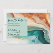 Invitation Élégant Agate Abstrait moderne Turquoise Terracott (Devant)