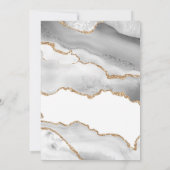 Invitation Élégant Agate blanc avec Croix d'or | Baptême (Dos)