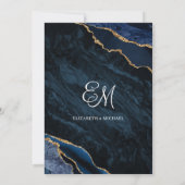 Invitation Élégant Agate Marine Mariage Monogramme bleu marin (Dos)