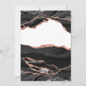 Invitation Élégant Agate noir blanc Rose or Mariage d'huile (Dos)