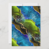 Invitation Elégant Agate Vert et Bleu 21e anniversaire (Dos)