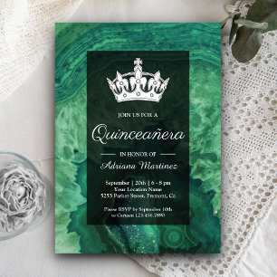 Invitation Élégant Agate vert moderne Quinceanera