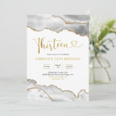 Invitation Élégant âge blanc et or Treize Anniversaire Inv (Debout devant)