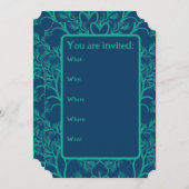 Invitation Elégant algues Turquoise et turquoise QR Code RSVP (Devant / Derrière)