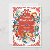 Invitation Elegant Alice in ONEDERLAND Cute 1st Birthday (Devant)