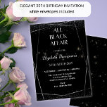 Invitation Elégant All Black Affair 30th Birthday Celebration<br><div class="desc">Voici notre Elégant All Black Affair 30th Birthday Celebration Invitation, une façon sophistiquée et élégante d'annoncer votre événement d'anniversaire. Conçu sur un thème noir épuré, cette invitation donne le ton d'une soirée glamour et mémorable. Les détails de l'événement sont élégamment affichés sous l'en-tête, avec une police intemporelle qui ajoute une...</div>