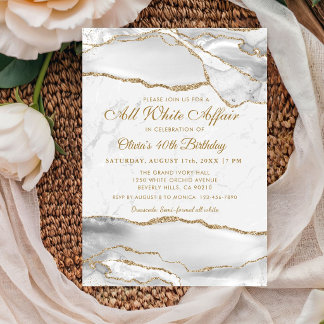 Invitation Elegant All White Affair Birthday Party