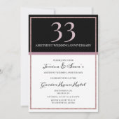 Invitation Élégant Améthyste et Noir 33e anniversaire Mariage (Devant)